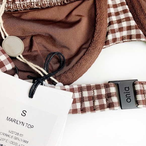 Onia Brown Gingham Marilyn Bikini Top size S NWT - Picture 12 of 12